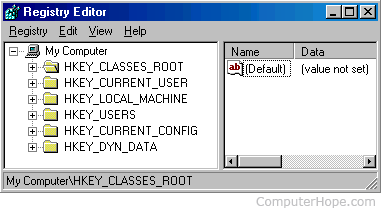 Microsoft Windows registry editor
