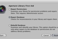 Réparation de la bibliothèque et de la base de données d'Aperture 3