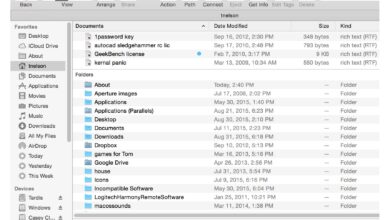 Utilisation de l'option de visualisation de la liste du Finder