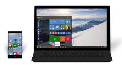 Menu de démarrage de Windows 10 sur un ordinateur portable et un téléphone