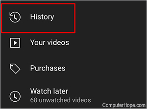 YouTube History iphone