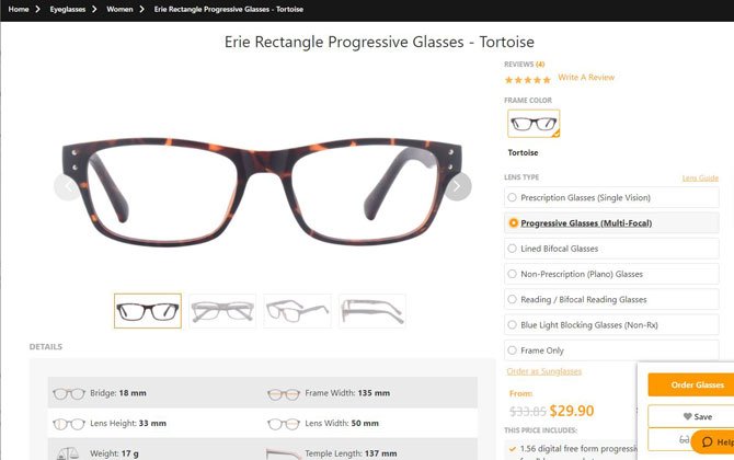 Le mieux pour les lunettes multifocales à petit budget : Lunettes Payne