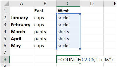 Formule de texte COUNTIF dans Excel