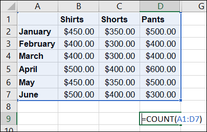 Formule COUNT dans Excel