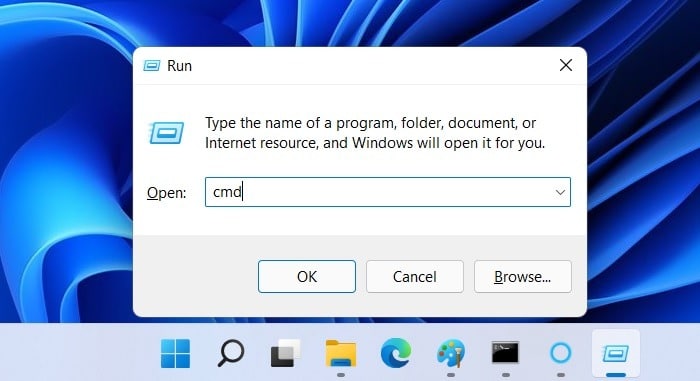 Menu Exécuter Cmd de l'invite de commande Windows Fileopen