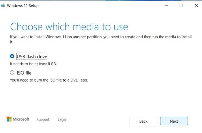 Windows11 Installer la création de supports Usb ou Iso
