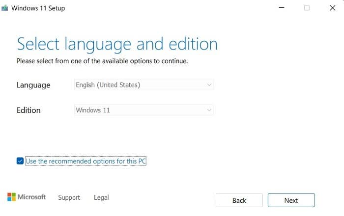 Windows11 Installer Media Creation Language Edition