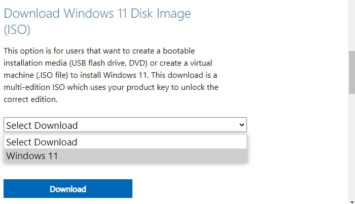 Iso de l'image disque d'installation de Windows11