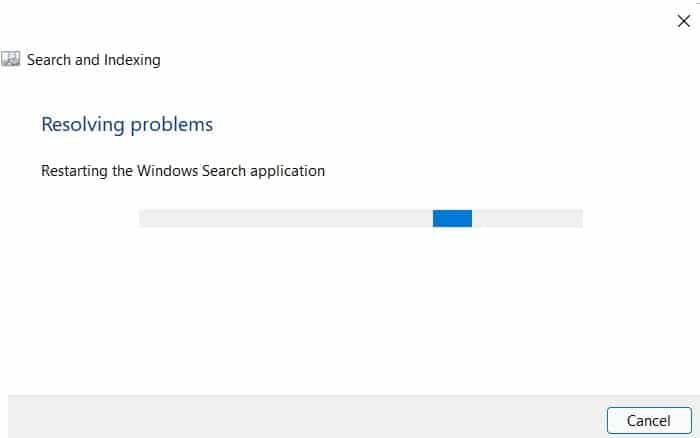 Problèmes de résolution des problèmes de recherche bloquée par Windows11