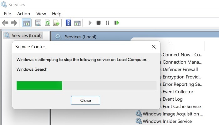 Windows11 Bloqué Recherche Tentative d'Arrêt du Service