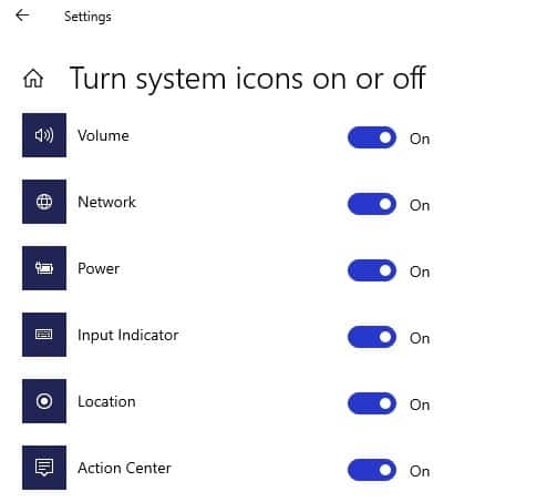 Comprendre votre emplacement est actuellement utilisé dans les icônes de la barre des tâches de Windows 10