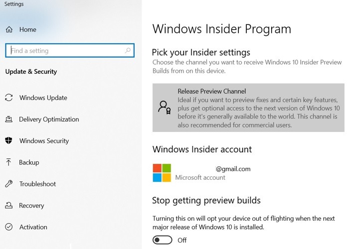 Windows11 Restaurer le canal de prévisualisation Windows10 sélectionné
