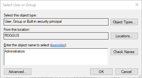 Prendre la pleine propriété Clés de registre Windows Nom de l'objet