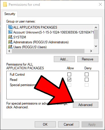Prendre la pleine propriété des clés de registre Windows Autorisations avancées