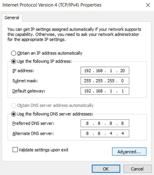 Propriétés Wi-Fi IPv4 Ajouter DNS