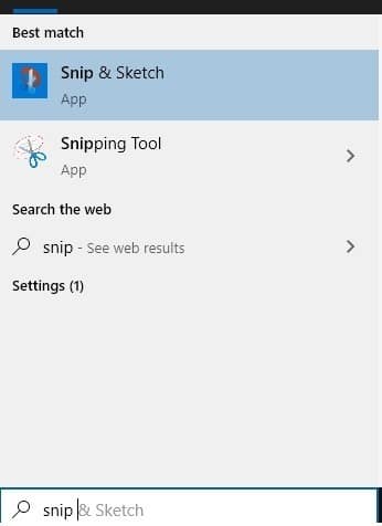 Capture d'écran de l'écran de la zone de recherche de capture d'écran et de croquis de connexion Windows
