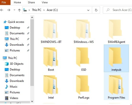 Dossier racine Nginx Windows Inetpub