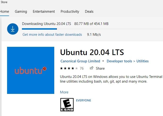Windows Linux Ext4 Ubuntu Msstore