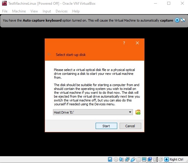 Windows Linux Ext4 Virtualbox démarré