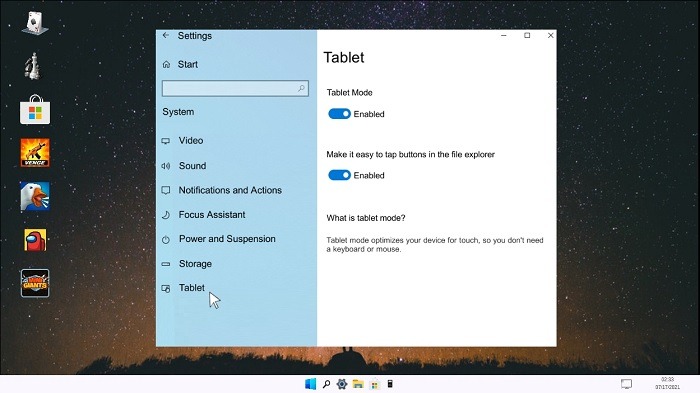 Améliorations de Windows11 Mode tactile de la tablette