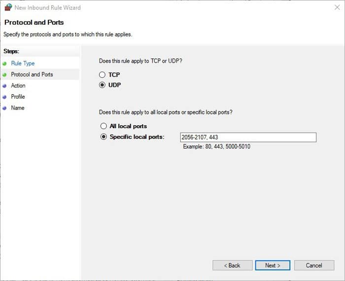Configurer la redirection de port Assistant Nouvelle règle de Windows 10