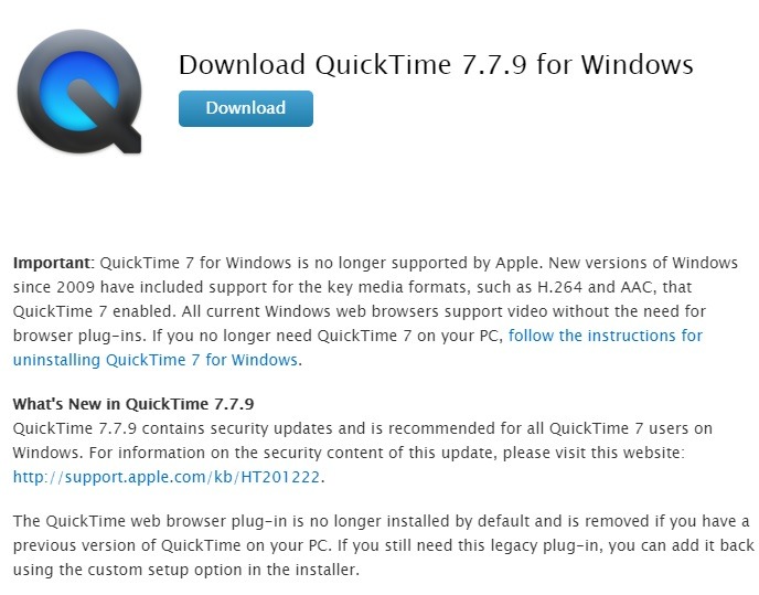 Uninstall Quicktime from Windows immediately