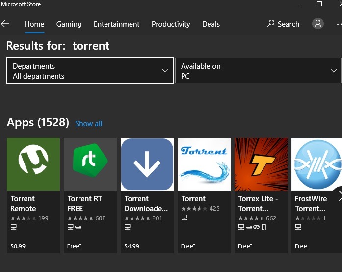 Windows Désinstaller immédiatement Torrent Store