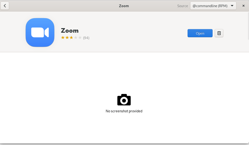 Zoom Fedora Installer Ouvrir