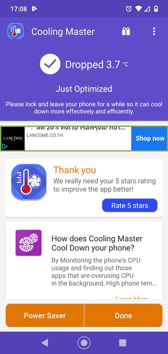 Téléphone Android surchauffe Cooling Master 1