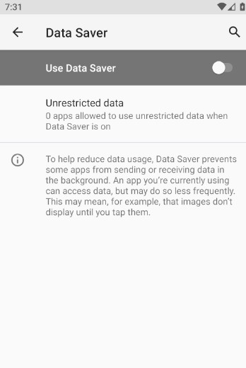 Applications Android Économiseur de données Internet désactivé