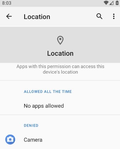 Applications Android Emplacement Internet refusé 1