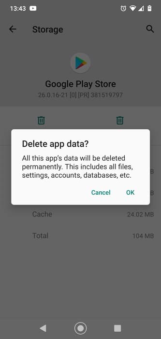 Réparer la décharge de la batterie des services Google Play Supprimer les données de l'application