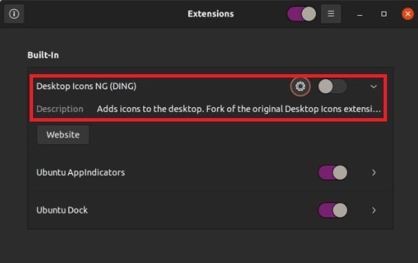 Comment masquer les icônes du bureau sur les extensions Ubuntu 20.04