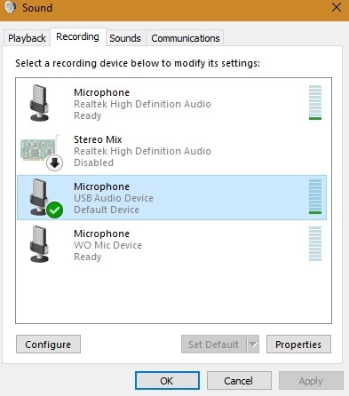 Test du son du microphone Windows Ext Microphone