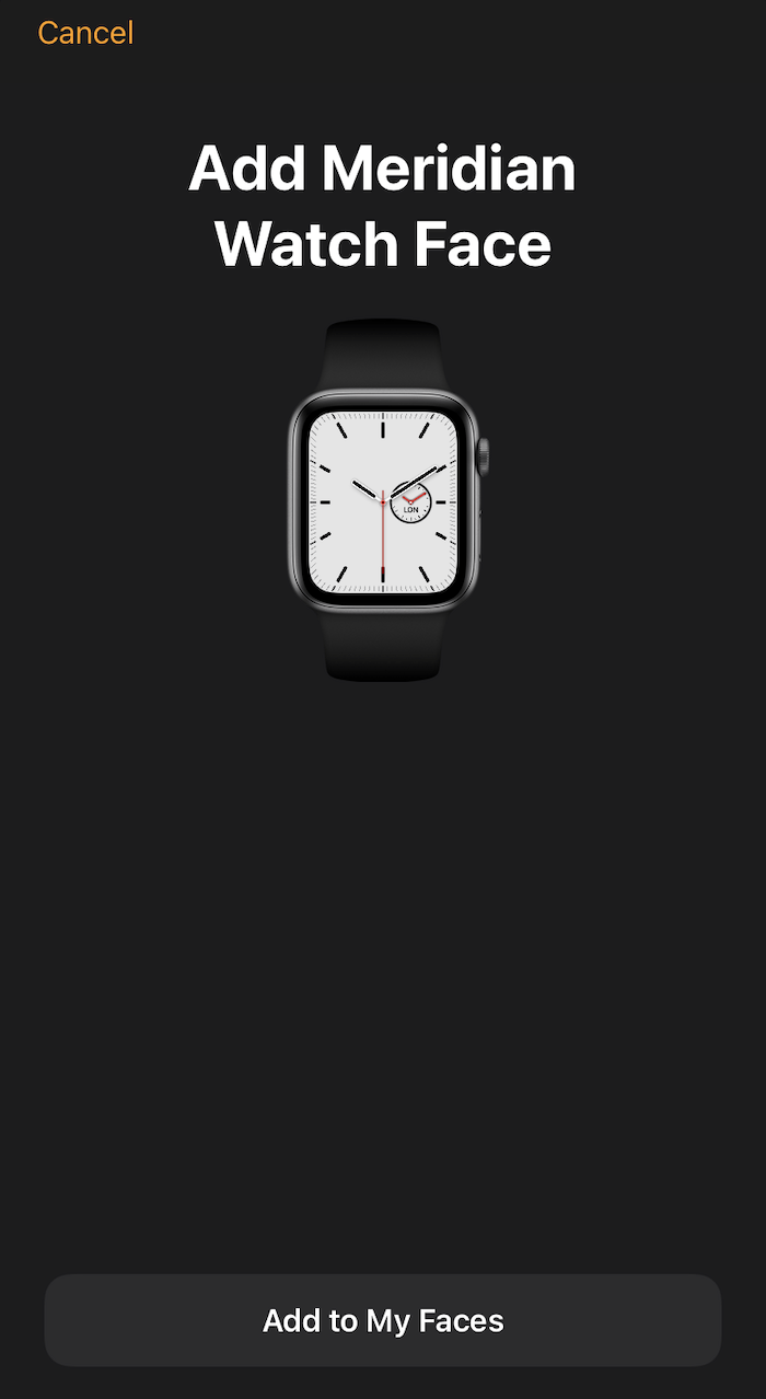 Ajout d'un cadran de montre à l'application iOS Watch.