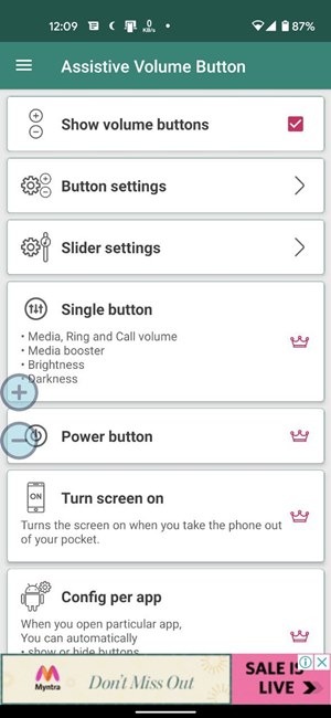 Bouton de contrôle du volume Android à l'écran