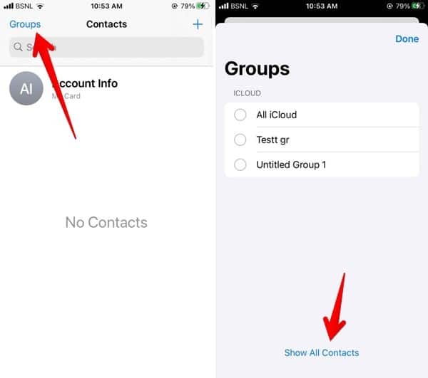 Contacts Iphone Activer tous les groupes