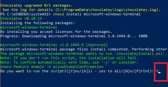 Terminal Windows Chocolatey Installation du Terminal Windows Y