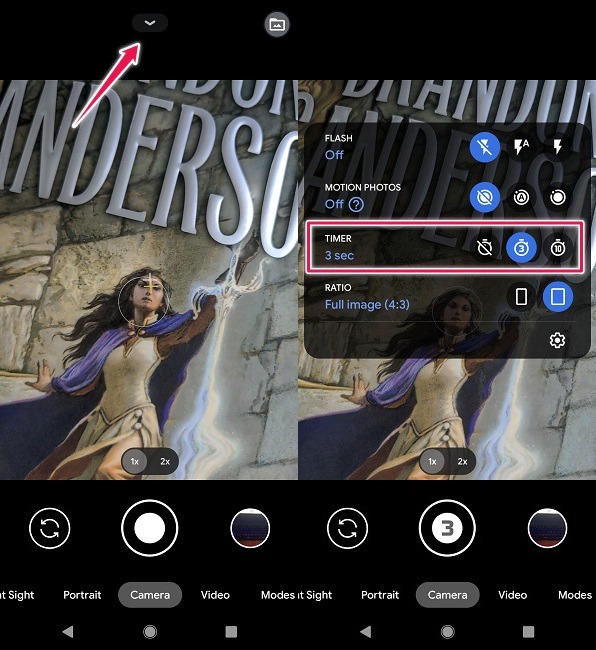 Prenez des selfies avec la caméra arrière Android Pixel Set Timer