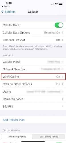 Fixer les données cellulaires Ios Cellular Wifi