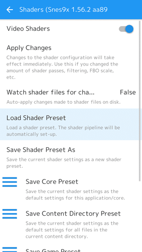 Shaders de guide Android Retroarch