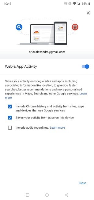 Effacer l'historique de navigation Web Android Chrome Activité Web et application désactivée