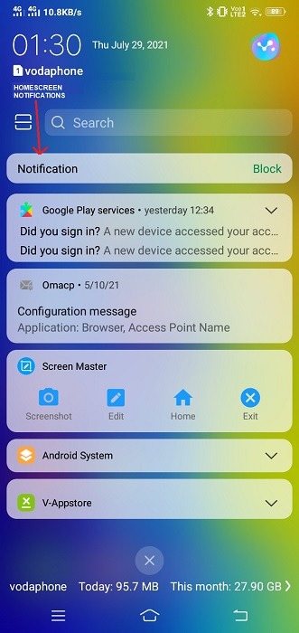 Gérer les notifications Notifications de l'écran d'accueil Android