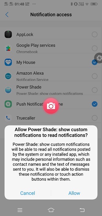 Gérer les notifications Paramètres Android Power Shade 1