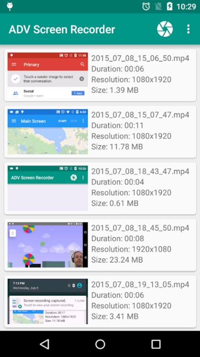 Applications d'enregistrement d'écran Android Adv Screen Recorder