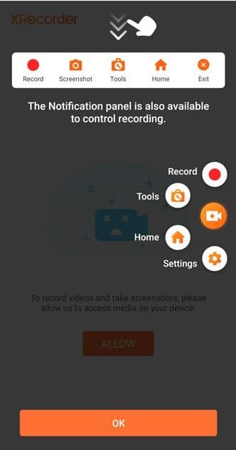 Applications d'enregistrement d'écran Android Xrecorder 1