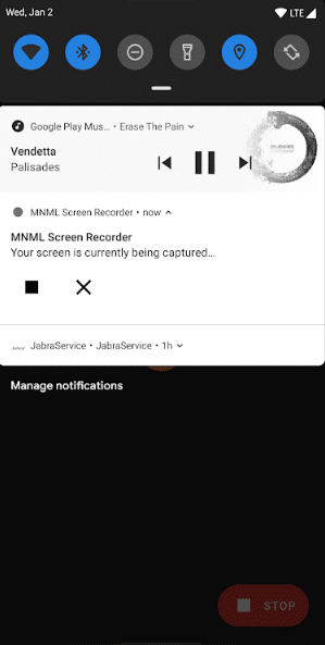 Applications d'enregistrement d'écran Android Enregistreur d'écran Mnml