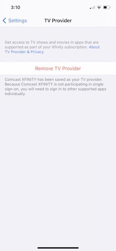 Ajout du fournisseur Apple TV Supprimer le fournisseur