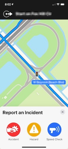 Signaler des incidents Apple Maps Navigation sur les incidents