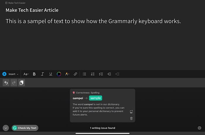 Applications de clavier Ios Grammarly